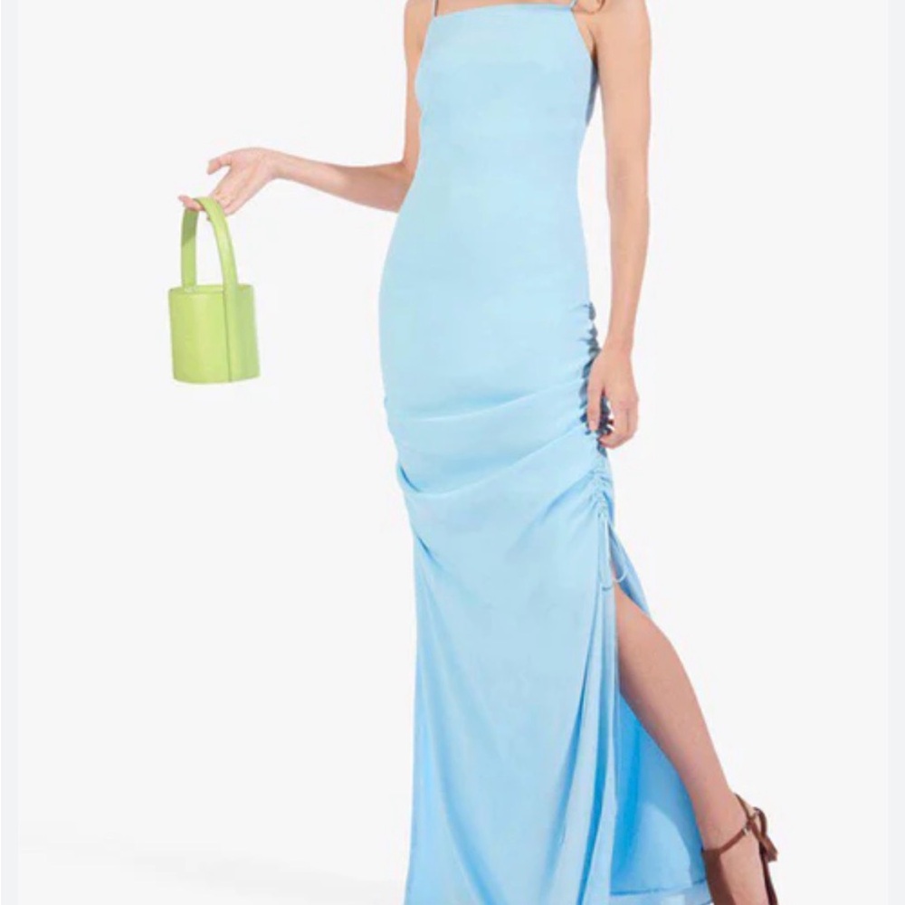 STAUD Light Blue Crepe De Chine Maxi Dress